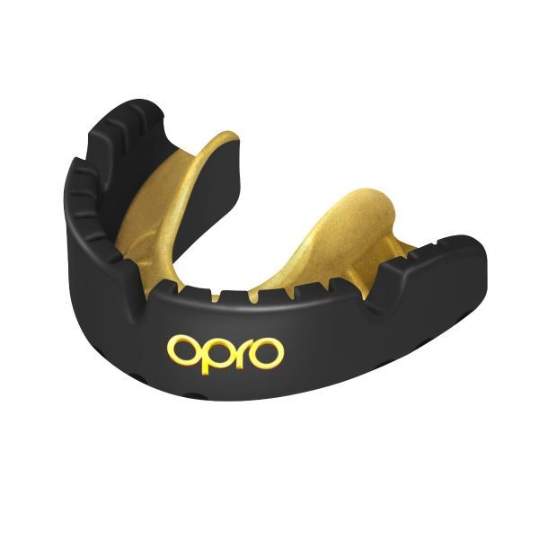 Opro Senior mouthguard Gold Braces suitable for wearing with braces, black-gold