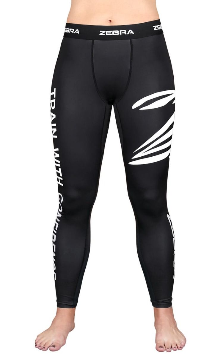 Zebra Long Compression Pants, Black